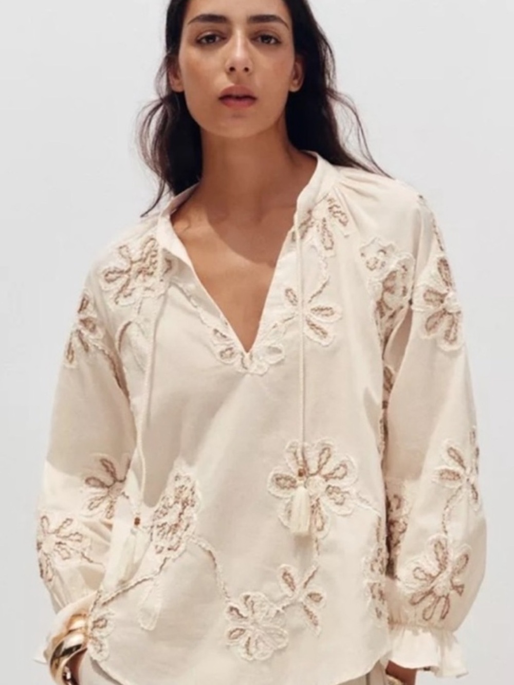 Zara embroidered blouse